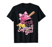Softball Coquette Bow Cute Pink Ball Game Player Camiseta