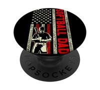 Softball Dad Vintage American Flag Birthday Father's Day PopSockets PopGrip Adhesivo