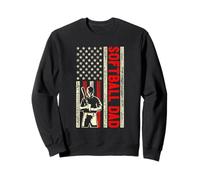Softball Dad Vintage American Flag Birthday Father's Day Sudadera