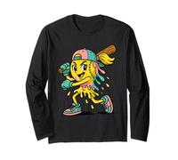 Softball Drip Queen - Ice Cream Style Youth Game Day Girls Manga Larga
