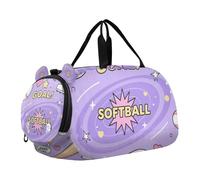 Softball Just Play - Bolsa de deporte para niña, diseño morado, con compartimento para zapatos, multifuncional, para fin de semana, para niños y niñas