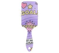 Softball Just Play Peine suave con patrón morado para mujeres negras, masajeador de cabeza diseñado para secar con secador con mango ergonómico, cepillo antiencrespamiento para cabello