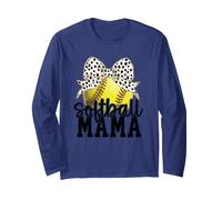 Softball Mama Bow Cute Vibes & Trendy Style for Moms Manga Larga