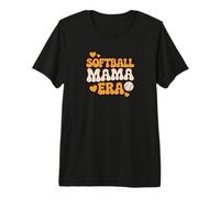 Softball Mama Era Retro Groovy Baseball Mom Vibes Love Cute Camiseta Premium