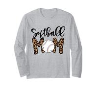 Softball Mom Leopard Print Softball Mom Mothers Day Softball Manga Larga