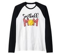 Softball Mom Pink Leopard Softball Mom Mothers Day Softball Camiseta Manga Raglan
