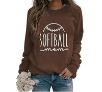Softball Mom Sweatshirts for Women Cute Graphic Print Sports Pullovers Tops Casual Mama Crewneck Sweatshirt