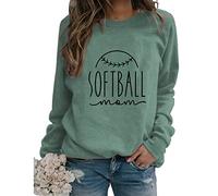 Softball Mom Sweatshirts for Women Cute Graphic Print Sports Pullovers Tops Casual Mama Crewneck Sweatshirt