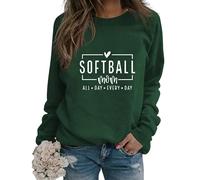 Softball Mom Sweatshirts for Women Cute Graphic Print Sports Pullovers Tops Casual Mama Crewneck Sweatshirt