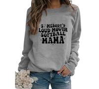 Softball Mom Sweatshirts for Women Cute Graphic Print Sports Pullovers Tops Casual Mama Crewneck Sweatshirt