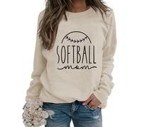 Softball Mom Sweatshirts for Women Cute Graphic Print Sports Pullovers Tops Casual Mama Crewneck Sweatshirt