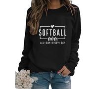 Softball Mom Sweatshirts for Women Cute Graphic Print Sports Pullovers Tops Casual Mama Crewneck Sweatshirt