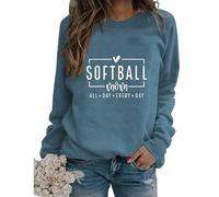 Softball Mom Sweatshirts for Women Cute Graphic Print Sports Pullovers Tops Casual Mama Crewneck Sweatshirt