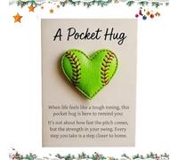 Softball Pockett Hug - Heart Shaped with Card, Pockett Hug, Motivational Softball Heart | Encouragement Gift for Men, Women, Boyfriend, Friends, Coworkers | Christmas, Easter, Sports Lovershletes