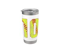 Softbol #10 Fast Pitch Love Softball Mamá jugador favorito Vaso térmico de acero inoxidable de doble pared