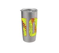 Softbol #10 Fast Pitch Love Softball Mamá jugador favorito Vaso térmico de acero inoxidable de doble pared
