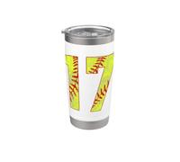 Softbol #17 Fast Pitch Love Softball Mamá jugador favorito Vaso térmico de acero inoxidable de doble pared