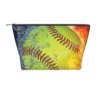 Softbol Amarillo, Bolsa de artículos de tocador Bolsa de Maquillaje Bolsa de cosméticos Bolsa de artículos de tocador de Viaje portátil