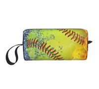 Softbol Amarillo, Bolsa de Maquillaje Bolsa de cosméticos Bolsa de artículos de tocador de Viaje portátil Bolsa de Maquillaje