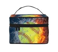 Softbol Amarillo, Bolsa de Maquillaje Bolsa de cosméticos Bolsa de artículos de tocador de Viaje portátil Estuche para lápices Bolsa de artículos de tocador