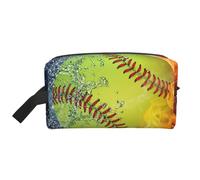 Softbol Amarillo, Bolsa de Maquillaje Bolsa de cosméticos Bolsa de artículos de tocador de Viaje portátil Organizador de Bolsa de Maquillaje