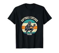 Softbol Catcher The Backstop Play Retro Ball Vintage Camiseta
