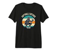 Softbol Catcher The Backstop Play Retro Ball Vintage Camiseta Premium