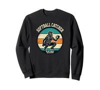 Softbol Catcher The Backstop Play Retro Ball Vintage Sudadera