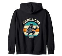 Softbol Catcher The Backstop Play Retro Ball Vintage Sudadera con Capucha