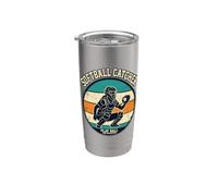 Softbol Catcher The Backstop Play Retro Ball Vintage Vaso térmico de acero inoxidable de doble pared