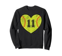 Softbol Heart Player #11 Softbol Mom Dad Varsity Team Sudadera