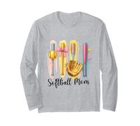 Softbol Mom, Softbol, Coqueta, Bate, Pelota de sóftbol Brushstroke Manga Larga