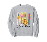 Softbol Mom, Softbol, Coqueta, Bate, Pelota de sóftbol Brushstroke Sudadera