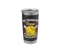 Softbol papá mi hija lanza más duro softbol mamá divertido Vaso térmico de acero inoxidable de doble pared