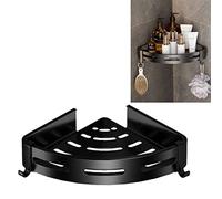 SoftcuteLee Estante esquinero de ducha, cesta de almacenamiento de ducha resistente al óxido, no requiere taladrar, organizador de ducha de aluminio montado en la pared, adhesivo con 2 ganchos para