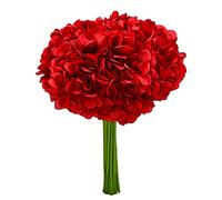 Softflame Flores Artificiales, Falsas, sintéticas, Paquete de hortensias, Color Rojo, 5 Unidades para Bodas, hogar, Fiestas, restaurantes