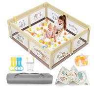 SOFTHOM Parque infantil para bebés con colchón, seguro y espacioso para el apartamento, base antideslizante, diseño de malla transpirable