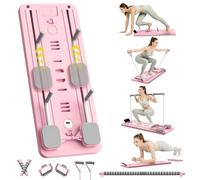 SOFTHOM Pilates Reformer para Casa, Mini Reformer Pilates Plegable, Multifuncional 8 in 1 Kit Pilates Entrenamiento De Cuerpo Completo, Cuerda de Tensión, Rebote Automático, Temporizador, Rose