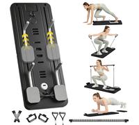 SOFTHOM Pilates Reformer para Casa, Mini Reformer Pilates Plegable, Multifuncional 8 in 1 Kit Pilates Entrenamiento De Cuerpo Completo, Cuerda de Tensión, Rebote Automático, Temporizador, Negro