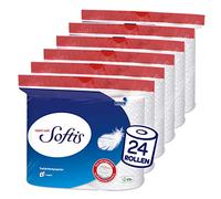 Softis Papel higiénico de 4 capas | Paquete de 24 rollos (6 x 4 paquetes individuales) | 100 hojas por rollo | Sistema de cámara suave único | Embalaje reciclable | Papel certificado FSC®