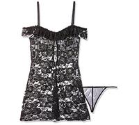 Softline colección de gran tamaño Chemise Verónica, tanga incluida, color: negro, tamaño: XL