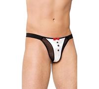 Softline Sexy Señor Tanga "Camarero de satén y red", color: blanco, tamaño: S - L