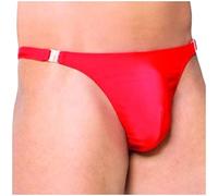 Softline Sexy Señor Tanga de licra con clips, color: rojo, tamaño: L