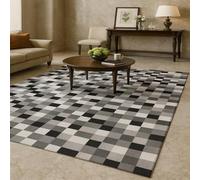 Softlyle Alfombra Grande 160 x 230 cm Alfombra Salón Pelo Corto Lavable Antideslizante para Comedor Dormitorio Oficina Geometric Modern Gray Black White