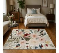 Softlyle Alfombra Grande 160 x 230 cm Alfombra Salón Pelo Corto Lavable Antideslizante para Comedor Dormitorio Oficina Modern Floral Pink Red Beige Gray Blue Black