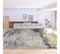 Softlyle Alfombra Grande 160 x 280 cm Alfombra Salón Suave Pelo Corto Lavable y Antideslizante para Dormitorio Oficina Comedor Lavado de Tinta Abstracto Moderno Gris y Amarillo