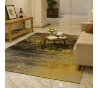 Softlyle Alfombra Grande 200 x 290 cm Alfombra Salón Antideslizante para Suave y Lavable de Pelo Corto para Oficina Dormitorio Modern Abstract Gold Black Gray