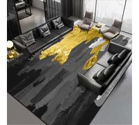 Softlyle Alfombra Salón 100 x 160 cm Alfombra Antideslizante y Lavable para Dormitorio Pasillo Comedor Decorativa Lavado de Tinta Abstracto Moderno Gris y Amarillo