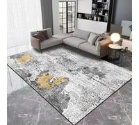Softlyle Alfombra Salón 100 x 160 cm Alfombra Antideslizante y Lavable para Dormitorio Pasillo Comedor Decorativa Lavado de Tinta Abstracto Moderno Gris y Amarillo