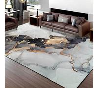 Softlyle Alfombra Salón 120 x 160 cm Alfombra Antideslizante Lavable Pelo Corto Suave,para Dormitorio Oficina Lavado de Tinta Abstracto Moderno Gris y Amarillo